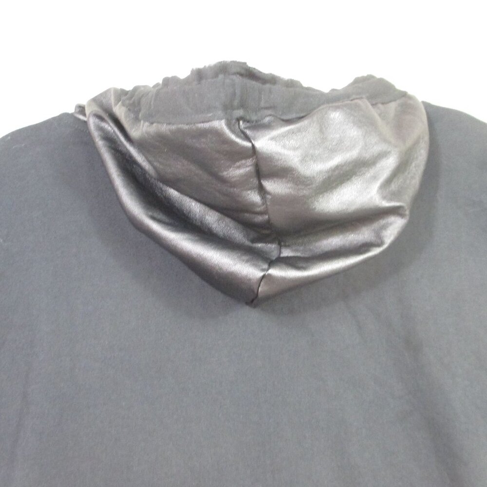 NWT Planet by Lauren G Top Women Black Size 1 Cotton Vegan Leather Trim USA - Picture 3 of 9